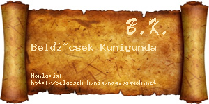 Belácsek Kunigunda névjegykártya